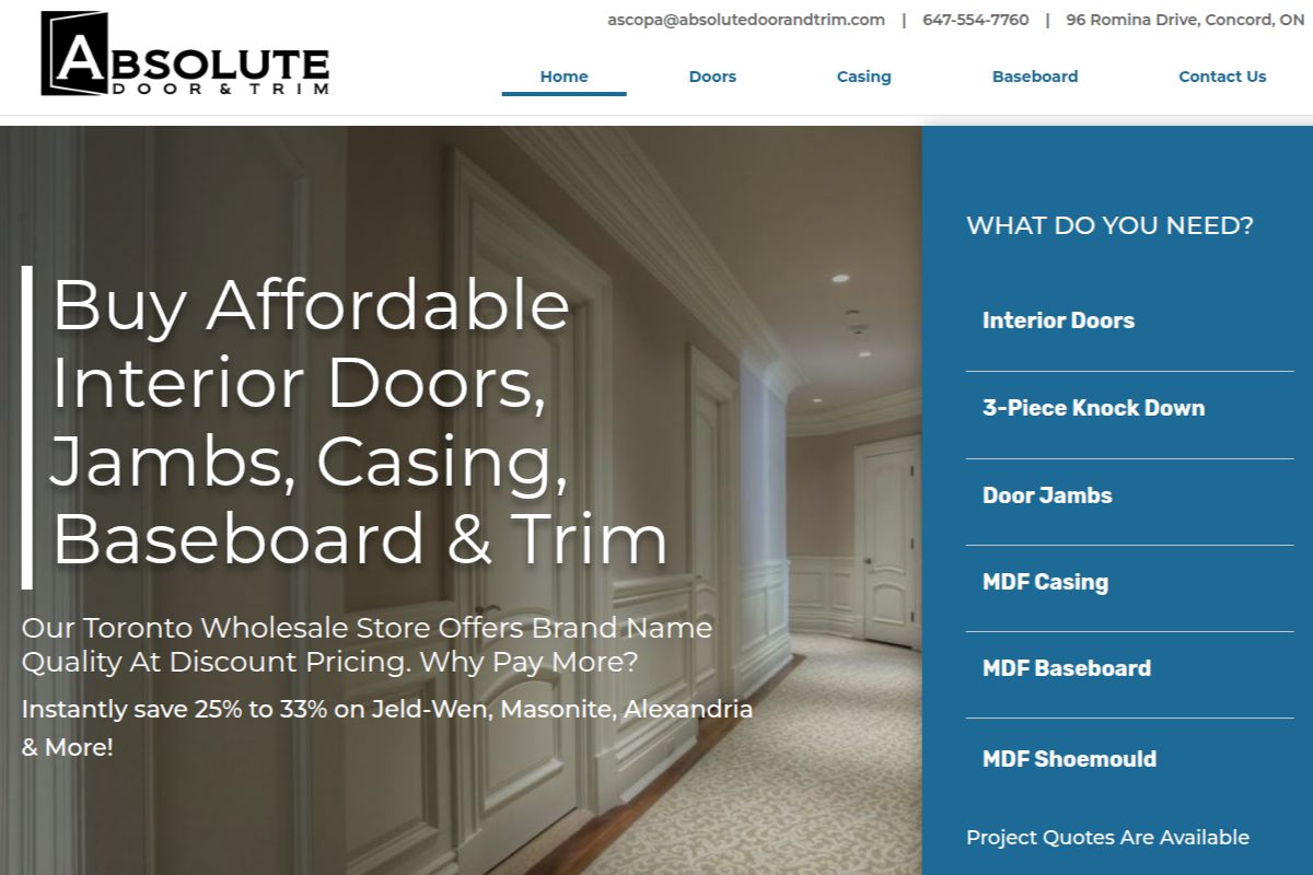 Absolute Door and Trim Website